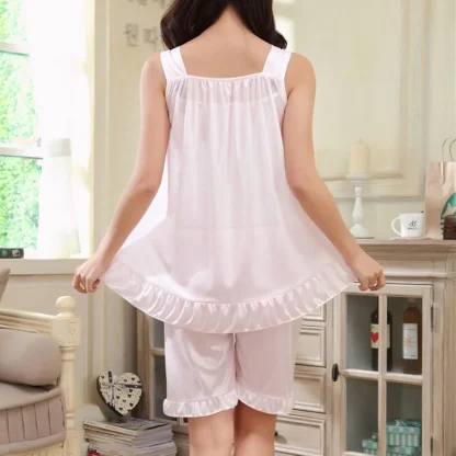 Cute Ruffle Hem Pajama Short Set - Image 2