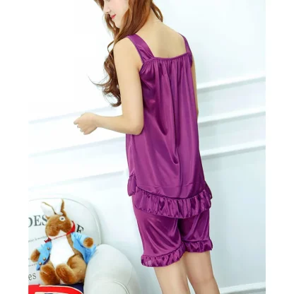 Cute Ruffle Hem Pajama Short Set - Image 3