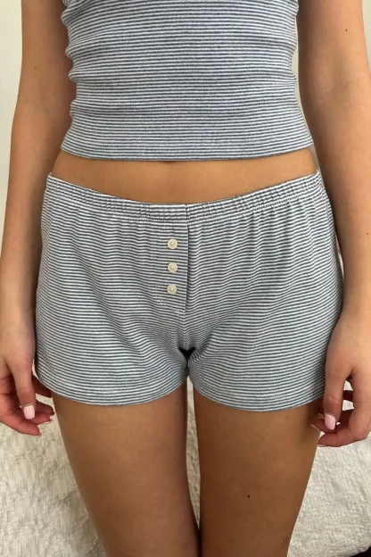Sexy Striped Lace Pajama Short Set - Image 4