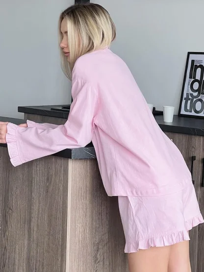 Ruffle Hem Pajama Shorts Set - Image 2