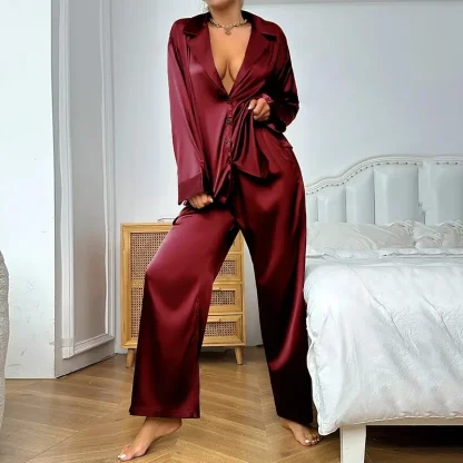 Deep V-Neck Lounge Pajama Set