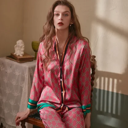 Long Sleeve Printed Pajama Set - Image 4