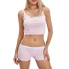 Cute Ribbon Crop Top Sleepwear Set - Image 6
