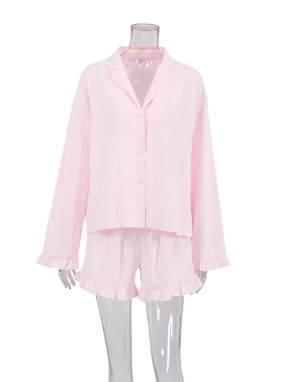 Ruffle Hem Pajama Shorts Set - Image 5