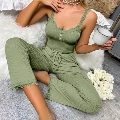 Seductive Lace Hem Pajama Set - Image 2