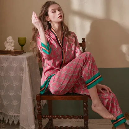Long Sleeve Printed Pajama Set - Image 3