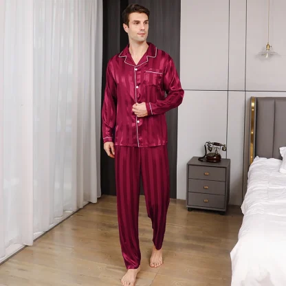 Casual Striped Long Pajama Sets - Image 3