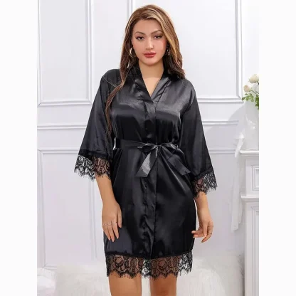 Comfortable Lace Trimmed Robe - Image 4