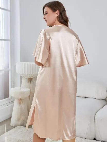 V Neck Short Sleeves Nightdress - Image 2