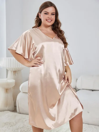 V Neck Short Sleeves Nightdress - Image 3