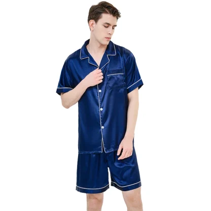 Turn Down Collar Short Pajamas Set - Image 3