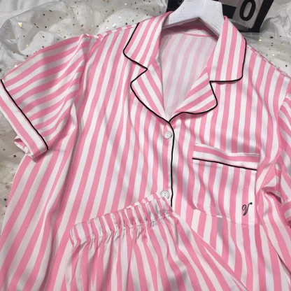 Summer Loose Pink Striped PJs - Image 4