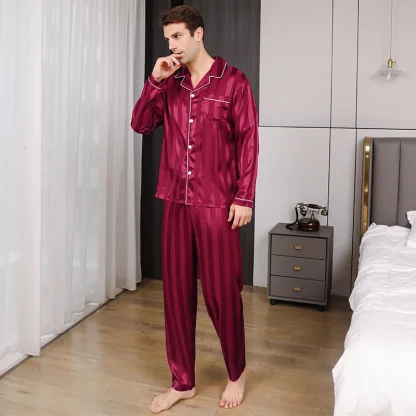 Casual Striped Long Pajama Sets - Image 4