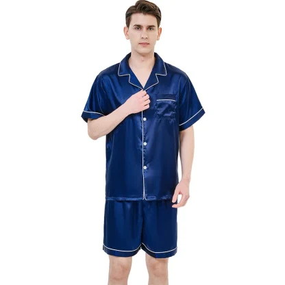 Turn Down Collar Short Pajamas Set - Image 5