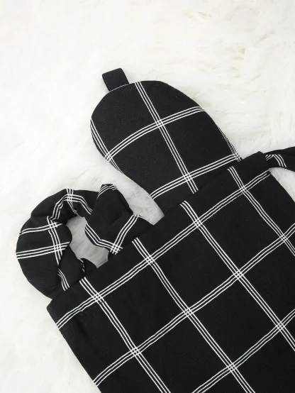 O Neck Solid Plaid Pajama Sets - Image 5