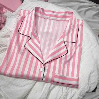 Summer Loose Pink Striped PJs - Image 3