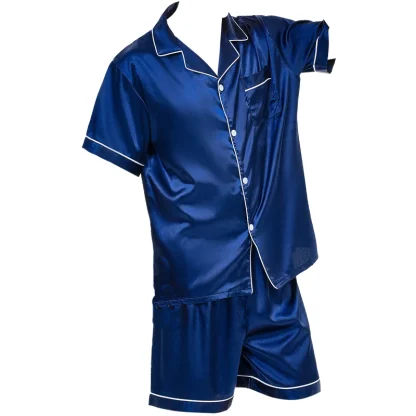 Turn Down Collar Short Pajamas Set - Image 6