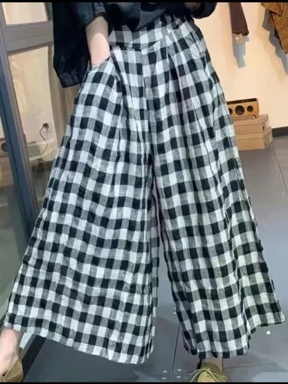 Baggy Plaid High Waist Nightwear - Image 5