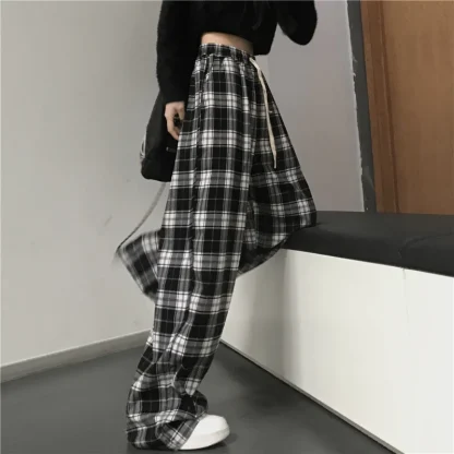 Oversized Plaid Pajama Pants - Image 2