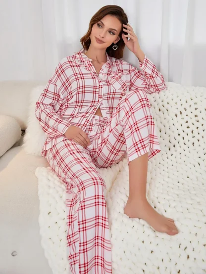 Cozy Red Plaid Nightwear - Image 3