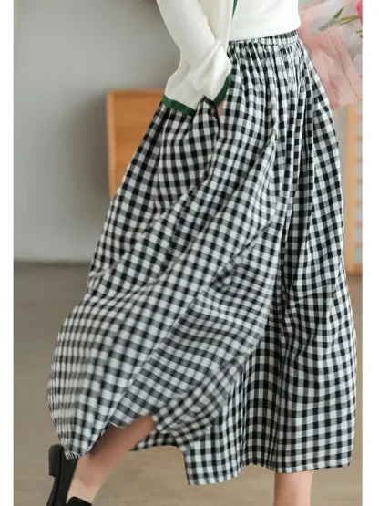 Baggy Plaid High Waist Nightwear - Image 4