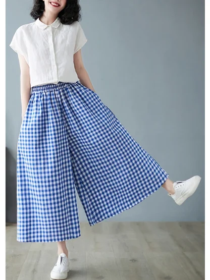 Baggy Plaid High Waist Nightwear - Image 2