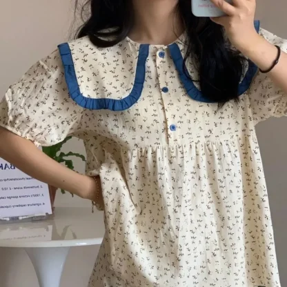 Floral Print Sailor Collar Pajama - Image 5
