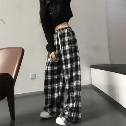 Oversized Plaid Pajama Pants - Image 4