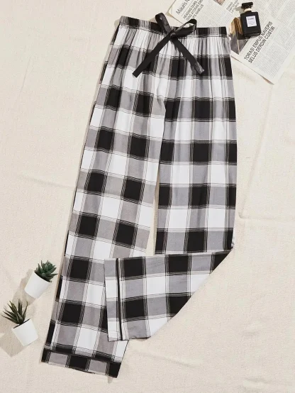 Plaid Wide-Leg Pajama
