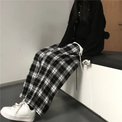 Oversized Plaid Pajama Pants - Image 5