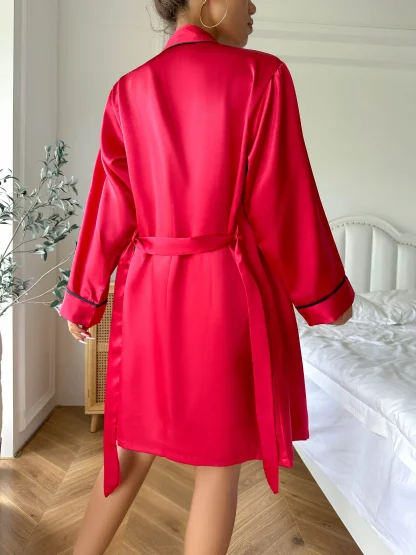 Elegant Long Sleeve Satin Pajamas - Image 7