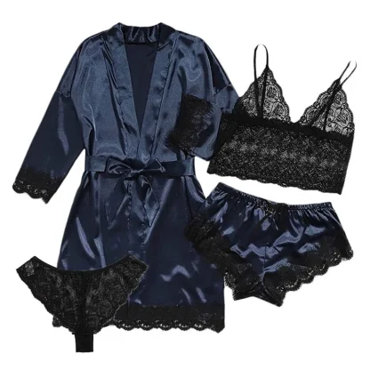 Elegant Lace Robe and Pajamas